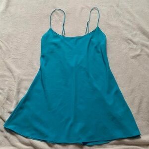 Vintage Y2K Silk & Satin Blue Lingerie Mini Slip Dress Size S